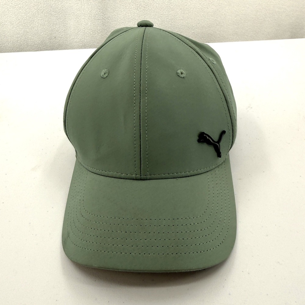 Puma Baseball Cap Mens OSFM Green Stretch Fit Performance Hat Black Logo